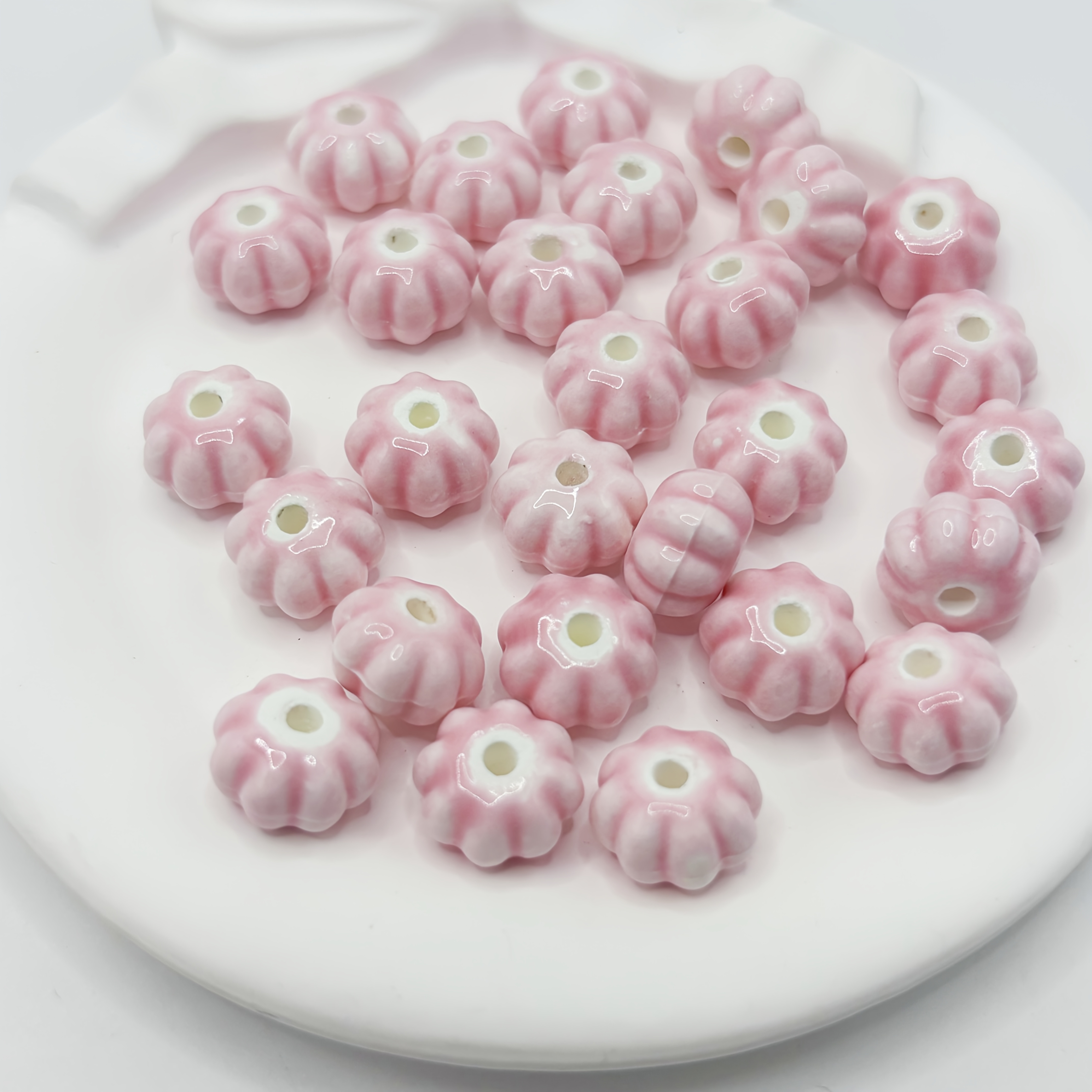 Pink Ceramic Decorative Beads for DIY